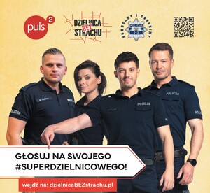 Plakat plebiscytu na super dzielnicowego.