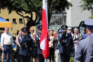 Policjanci na Międzypowiatowych Obchodach Święta Policji w Łasku.
