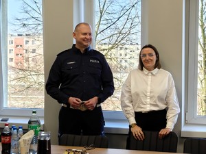 Spotkanie wigilijne w auli Komendy Powiatowej Policji w Łasku.