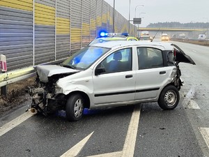 Uszkodzony pojazd marki Fiat.