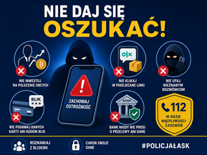 Plakat, nie daj się oszukać.